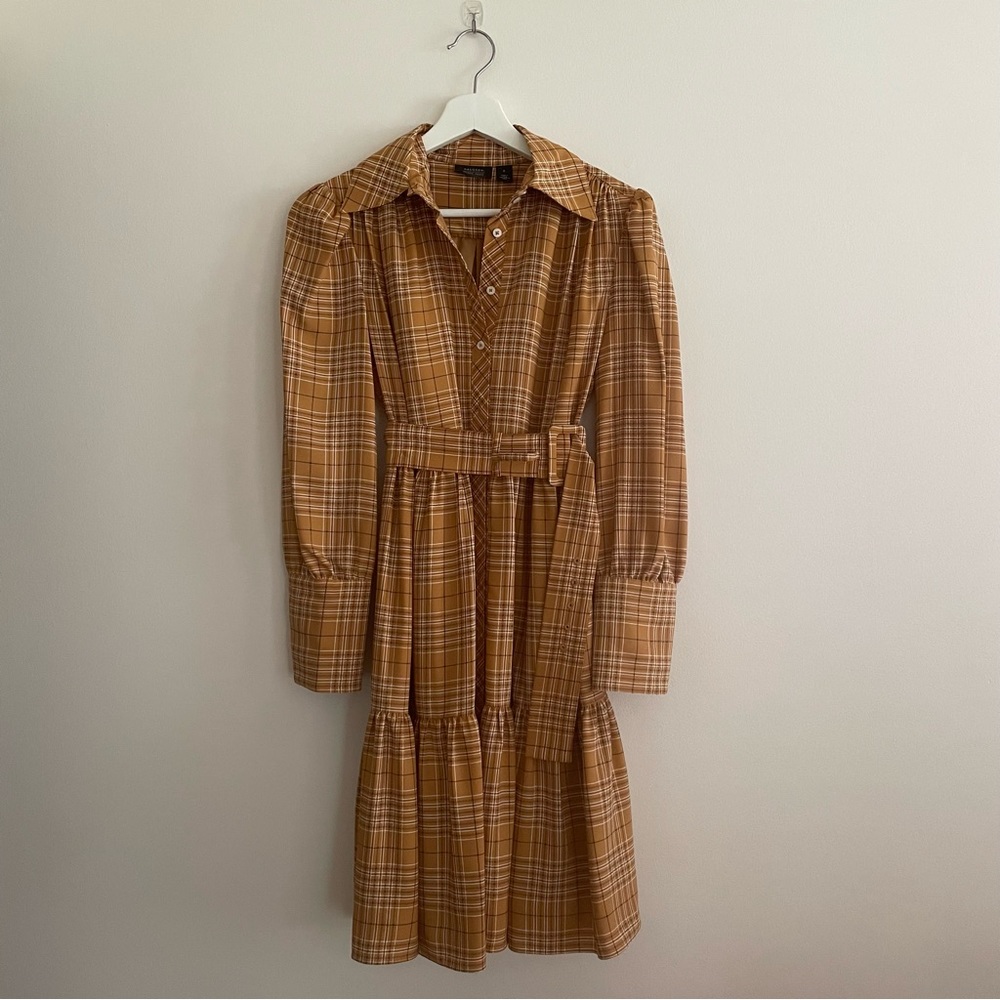 ASOS Plaid Midi Belted Dress